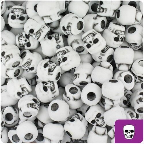 50 Schädel Perlen Pony Halloween Tag der Toten Gothic Gothic Voodoo Piratenschädel - Bild 9 von 28