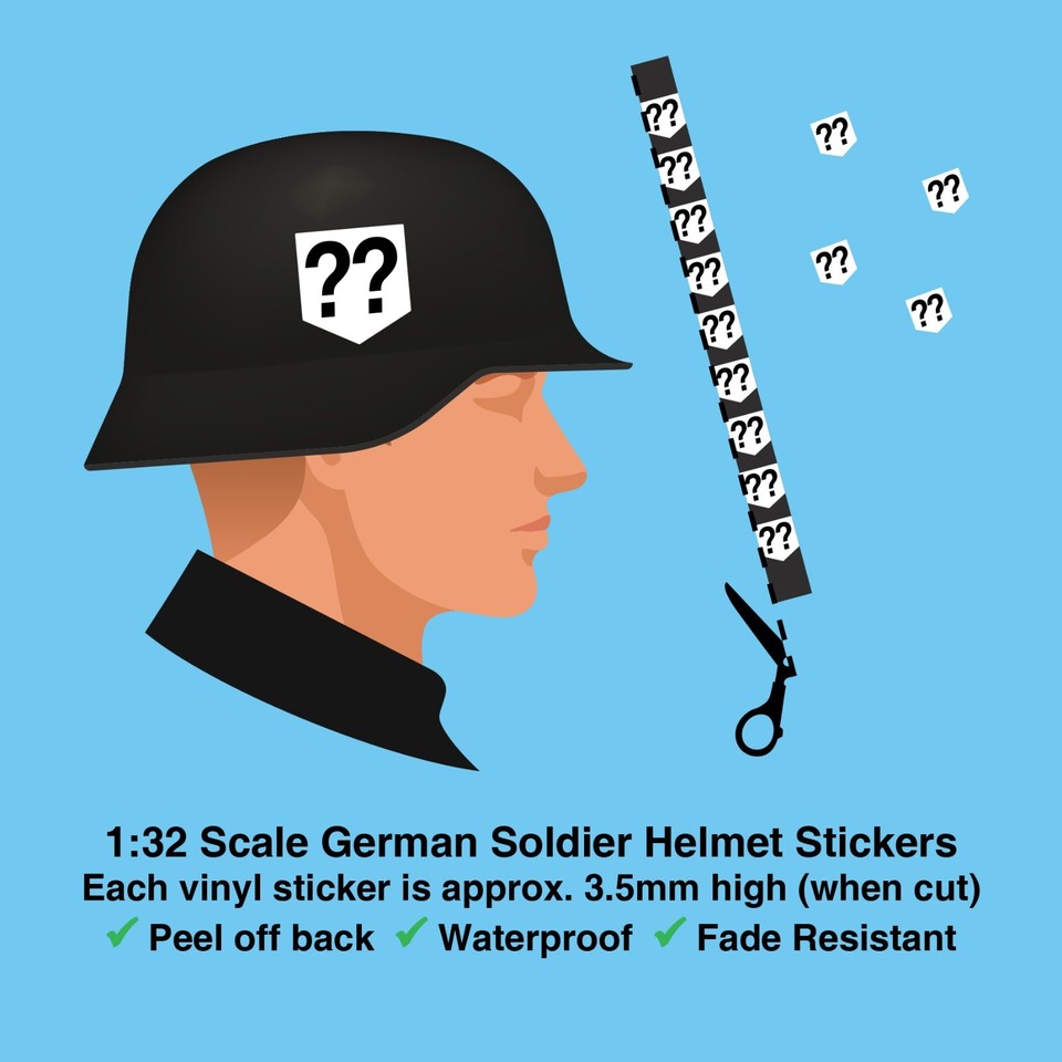 1:32 Scale Britains German *SS* WW2 Helmet Stickers (x36ea) for Toy ...