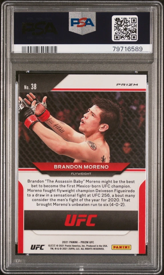 2021 PANINI PRIZM UFC 38 BRANDON MORENO GREEN PRIZM , ROOKIE - Image 2 of 2