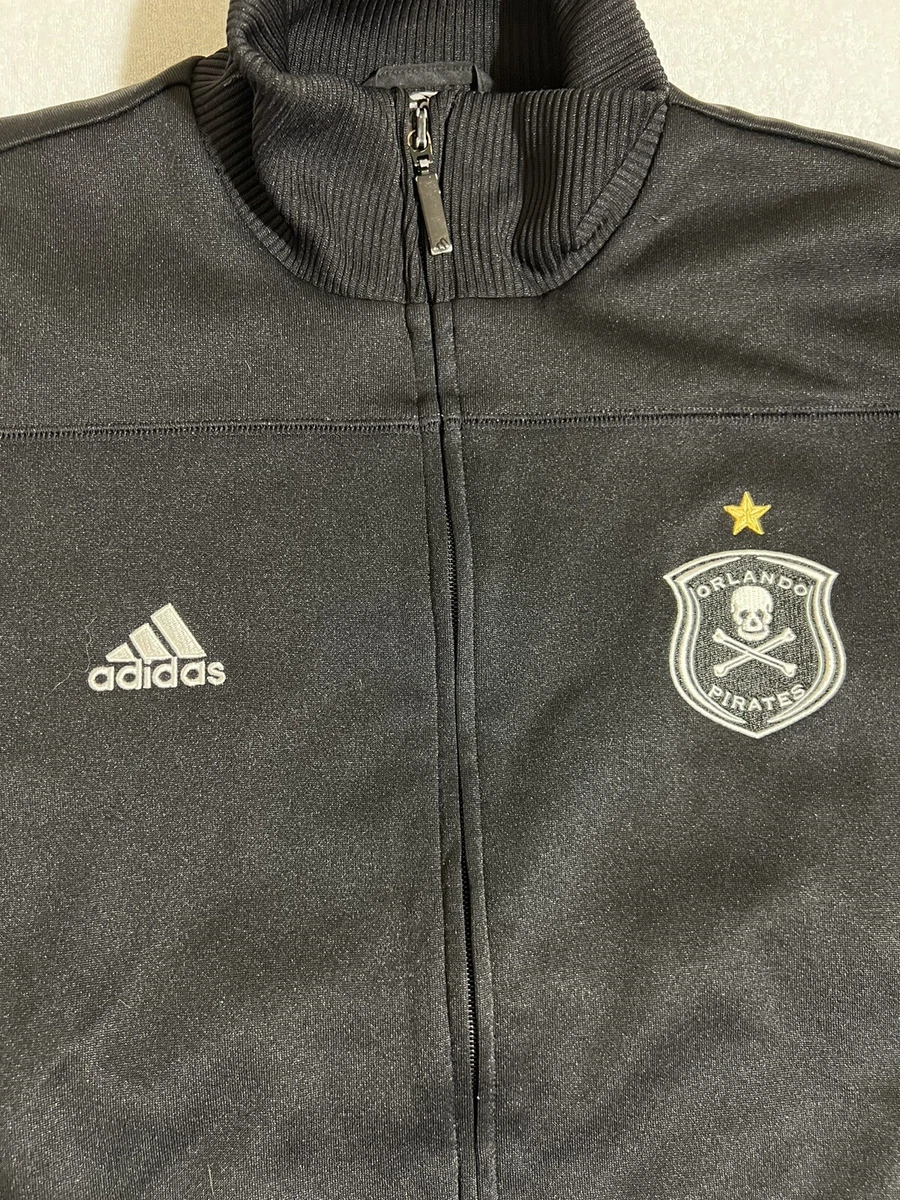 Orlando Pirates Adidas football soccer track top jacket zip up Size M black