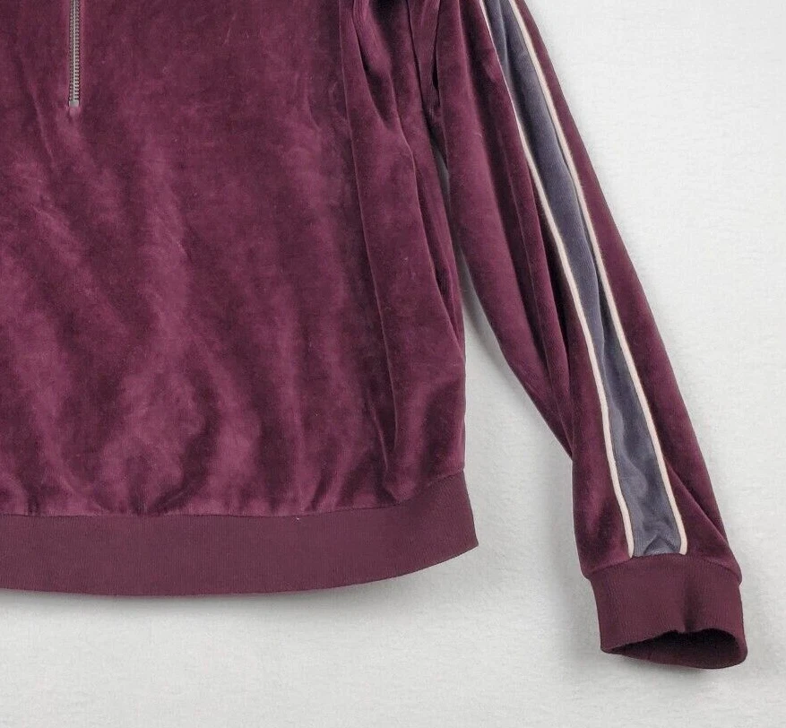 Chaqueta de terciopelo Fabletics para mujer mediana púrpura calentamiento de pista media cremallera manga larga Foto 4 de 4