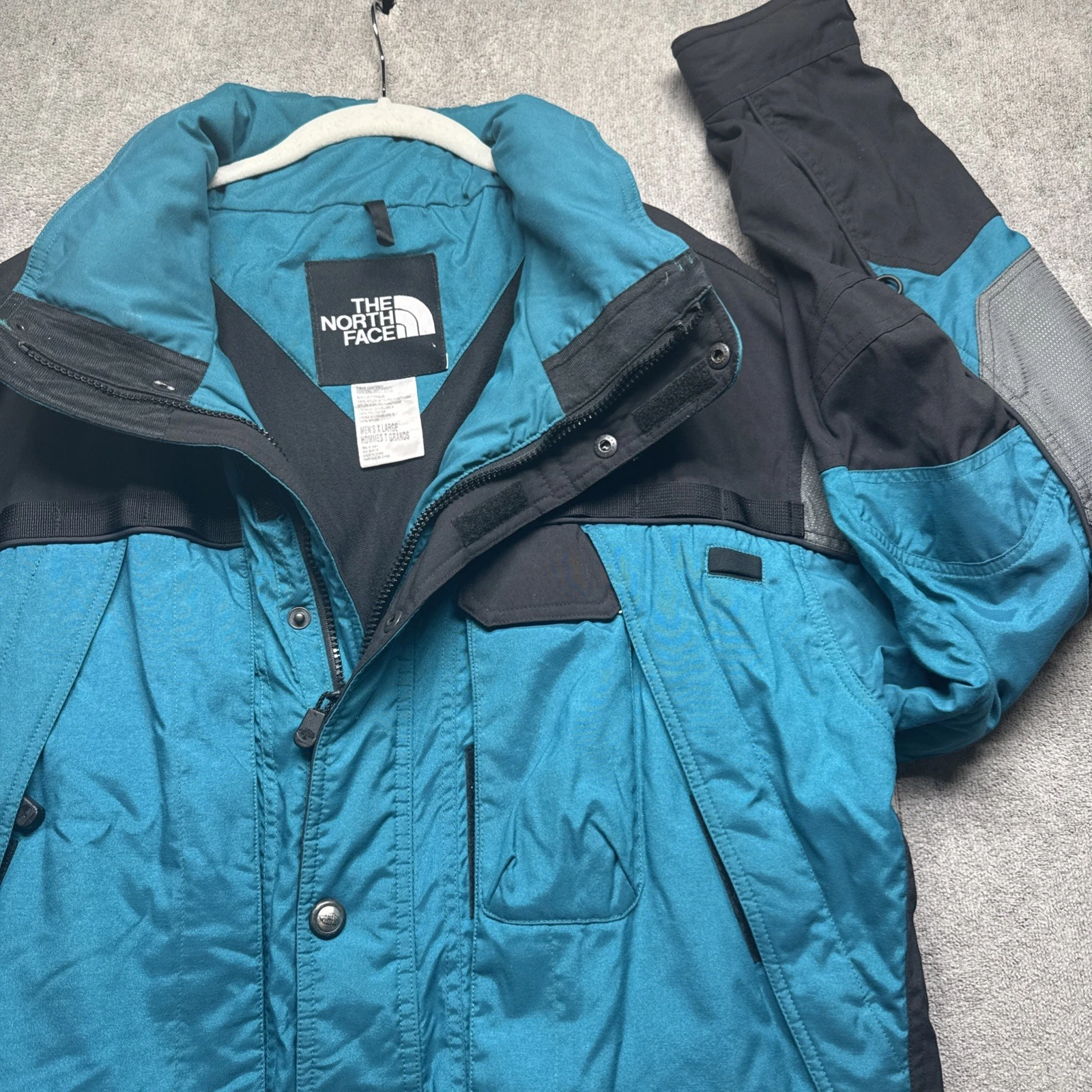 The North Face Extreme Gear Hooded Jacket Men’s XL Blue Black Ski Snow Vintage
