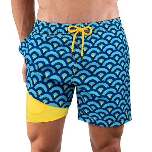 Mens Swim Trunks Board Hybrid Shorts Lined Clouds 6in Inseam Capelle Miami NWT