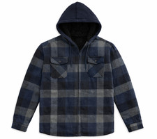 Men  s Sherpa Lined Flannel Hoodie Jacket Warm Zip Up Winter Coat M-XXL