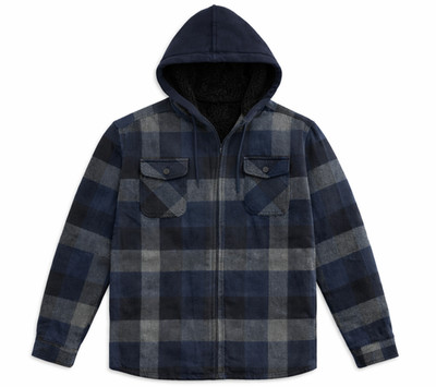 Men s Sherpa Lined Flannel Hoodie Jacket Warm Zip Up Winter Coat M-XXL