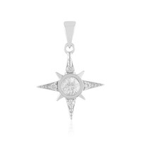 Cavill SilberanhäNger Stern Kompass 0,90Ct Zirkon Platinbeschichtet
