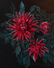 art 236 original painting 50x40 cm oil on canvas ZP dahlias flowers realizm