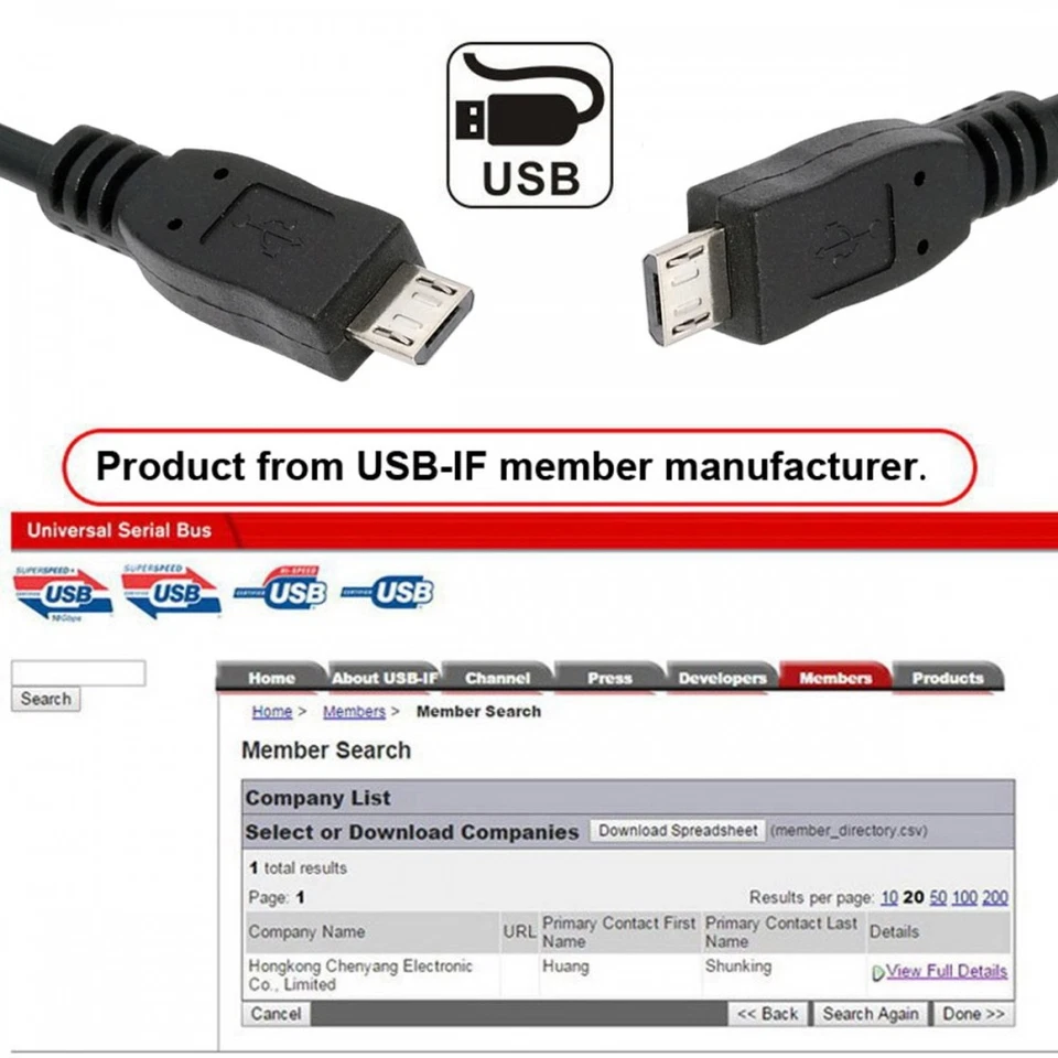 CY Micro USB2.0 Male to Micro USB Male 5Pin Data Charge Cable 100cm for Camera - Image 4 of 4