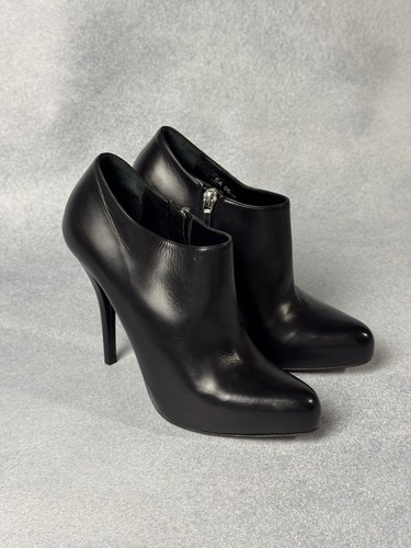 Christian Dior High Heels Leather Black Booties Shoes Ankle Size EU 35.5 US 5 - Picture 1 of 16