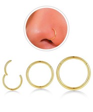 3Pcs 20G Gold Nose Rings Hoop for 3-Piece,20Gauge,6/8/10mm, Set