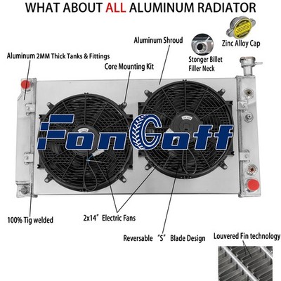 3-Row Radiator Shroud Fan Fits 03-05 Chevy Express 1500 2500 GMC Savana 4.3/5.3L