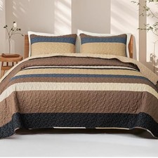 Twin Quilt Set - Reversible Quilts Twin Size with 1 Pillow Twin 68"x88" Camel