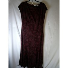 Cato Womens Burgundy Paisley Floral Surplice V-Neck Empire Waist Midi Dress 16