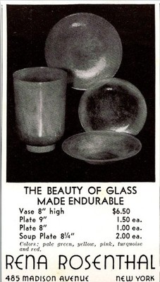 Rena Rosenthal The Beauty of Glass Made Endurable New York NY 1939 Ad TAK4-M30