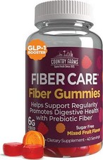 Country Farms Fiber Care Prebiotic Gummies, 6g of Fiber Per Serving, FOS from 40