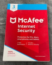 New Factory Sealed US Retail Box McAfee Internet Security 3 Devices