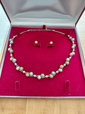 Stering Silver Beaded Necklace And Earrings