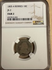 1805 Draped Bust Dime 4 Berries (NGC F2)