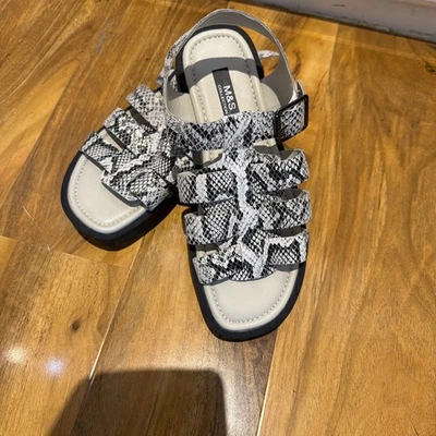 M&S Leather Sandals Chunky Gladiator Snakeskin Print Size 5 - Image 1 of 4