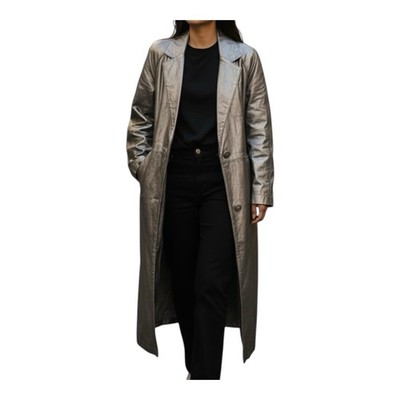 Forecaster Long Sleeve Notch Button Front Longline Overcoat Silver Women's 13/14