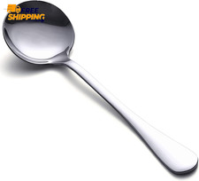 Soup Spoons, 8-Piece Premium Stainless Steel Spoons Heavy-Weight round Spoon  