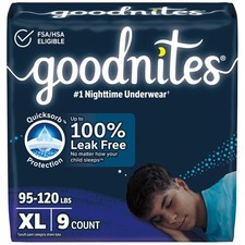 Goodnites Boys Nighttime Underwear, XL (95-120 lbs), 9-Count, Bedwetting Protect
