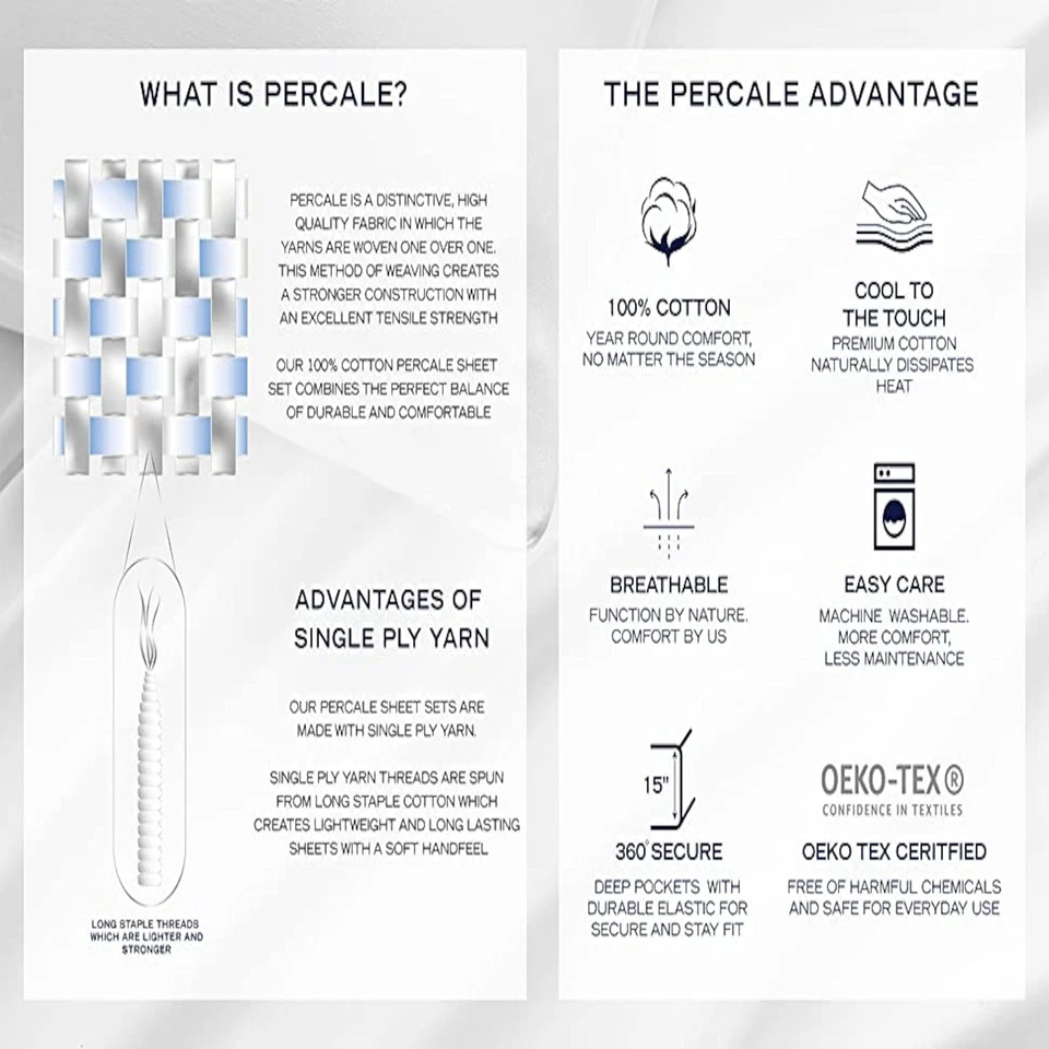 Nautica - Juego de sábanas dobles, juego de cama de algodón percal, fresco y fresco, ligero Foto 3 de 4