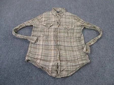 Polo Ralph Lauren Shirt Mens M Beige Plaid Linen Classic Pony Golf Preppy Beach