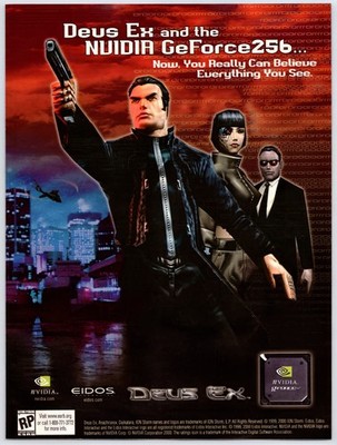 Deus EX / Nvidia GeForce Chip - Vintage Original Print Ad/Poster Promo Art 2000