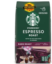 Starbucks Espresso Roast Ground Coffee, Dark Roast Arabica Beans, 18 oz