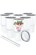 8 Pack Sublimation Tumbler Blank White Bulk Stainless Steel Double Wall Vacuu...