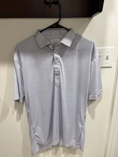 Collars and Co Shirt Mens L Blue and white Dress Collar Polo Performance Golf