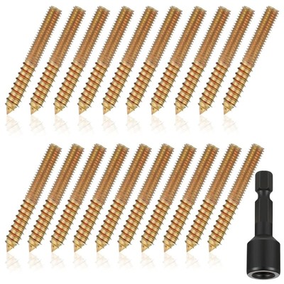 20Pcs Multipurpose Carbon Steel Hanger Bolts With Driver Fasteners Enduring