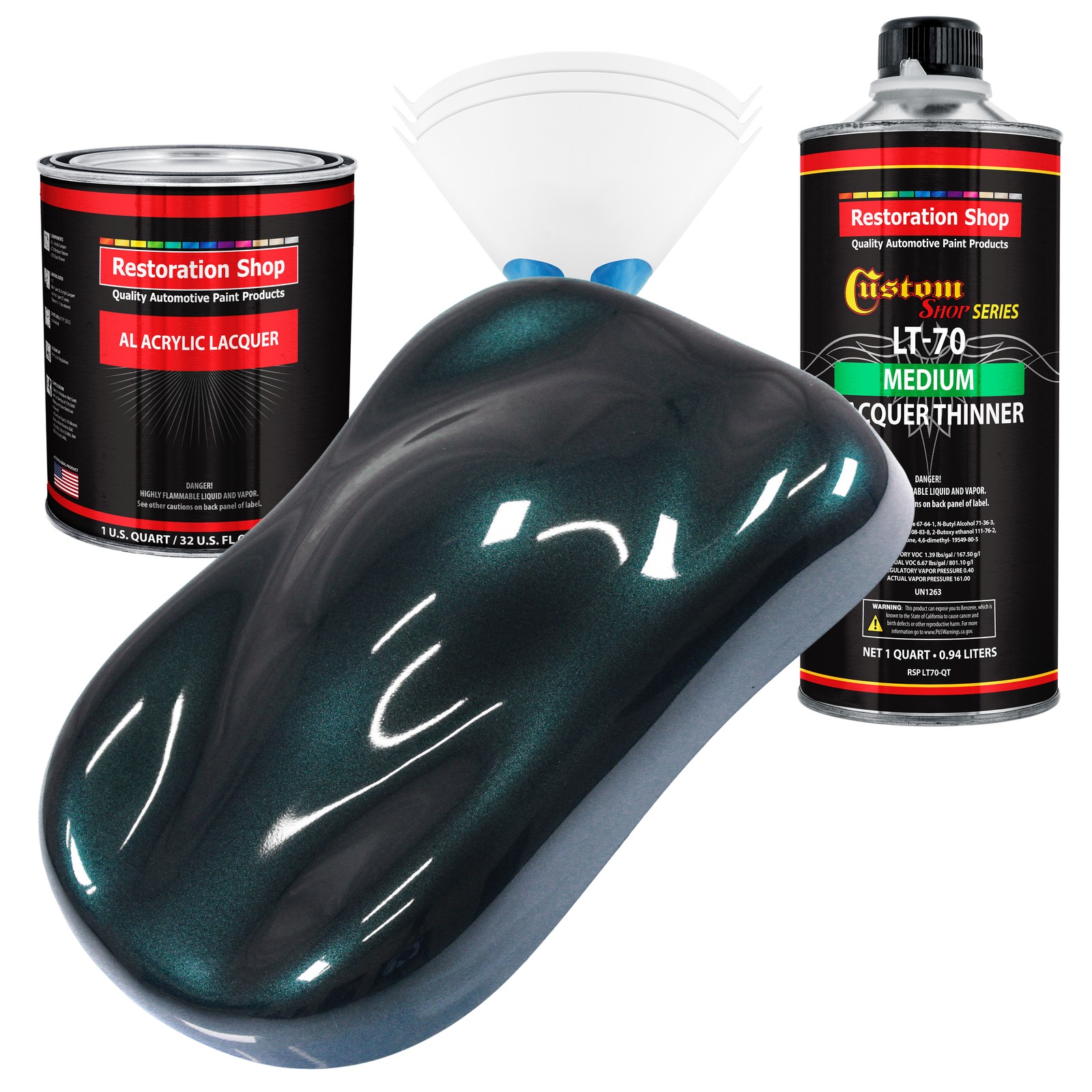 Dark Turquoise Metallic Acrylic Lacquer Quart Auto Paint Kit with Medium Thinner