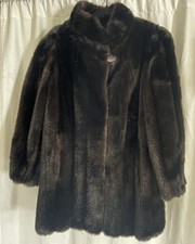 Authentic Vintage 70s Dark Espresso Faux Fur Coat Made in USA, Size 12 Mob Wife