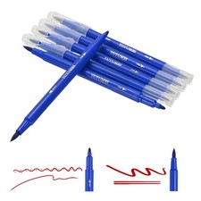 Dual Brush Markers, Deep Blue Fine and Brush Tip Pen for Coloring, 6 Pcs