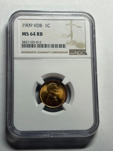 1909 VDB LINCOLN WHEAT CENT NGC MS64 RB NICE STRIKE
