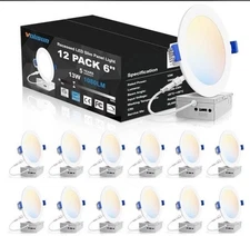 VOLISUN 12 Pack 6 inch Recessed Lighting, 5CCT LED Recessed Light w/ Junction