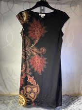 LIZ CLAIBORNE (6) A Line Shift Black w/Geometric Print Down the Side