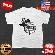 Felix The Cat Barbed Wire World T-Shirt, Vintage Cartoon T-Shirt S-5XL