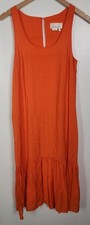 By Anthropologie Women's Sz. XS Orange Tank Midi Ruffle Hem Dress