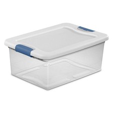 STERILITE 14948012 Storage Tote,Clear/White,P...