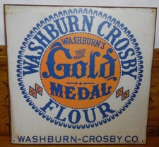 12.75" Reproduction 2003 General Mills Gold Medal Flour Washburn Crosby Tin Sign