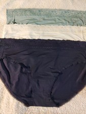 Lot Of 3 Vanity Fair Women's Flattering Lace Hi cut Panties Nylon- Sz 11