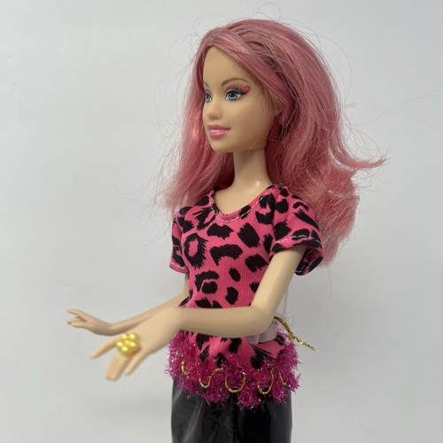 Barbie Fashionista Puppe rosa Haare 1999 im schwarz rosa Leoprint Kleid - Bild 16 von 19