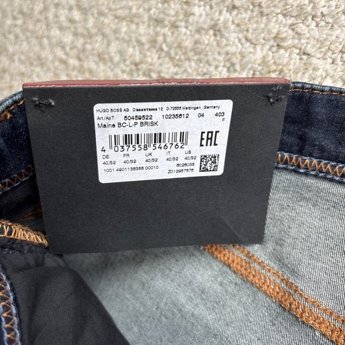 Hugo Boss Maine Jeans 40x32 Regular Straight Fit Blau Zip Fly W40 L32 Neu mit Etikett - Bild 13 von 21