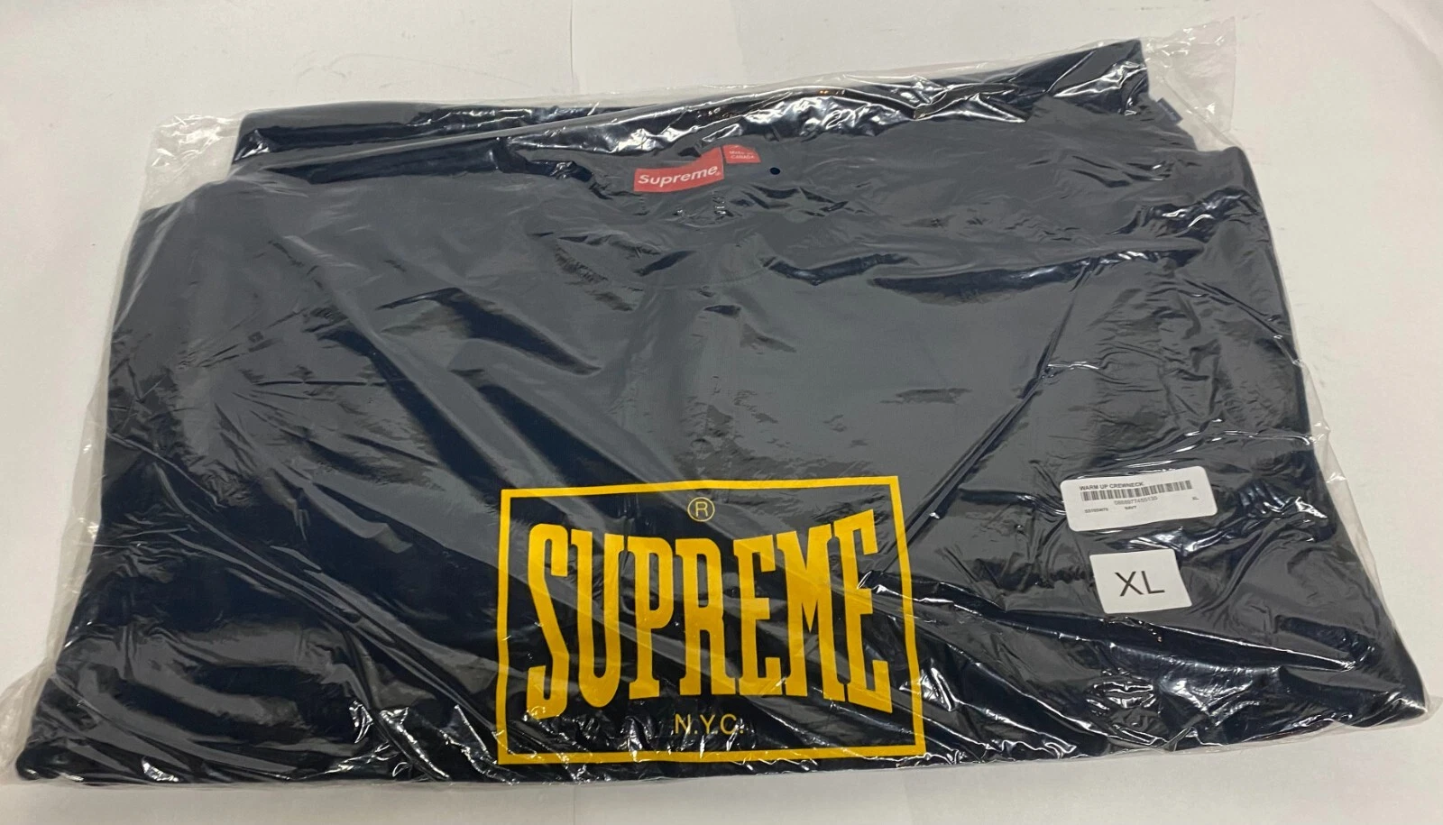 Supreme Warm Up Crewneck   Marine   XL   SS19   Sweat shirt / Logo Everlast / DS