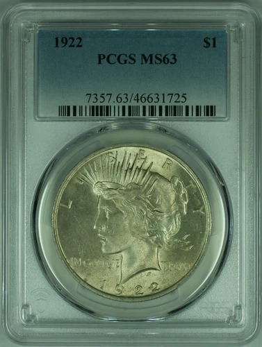 1922 Peace Silver Dollar S$1  PCGS MS-63   (37D)
