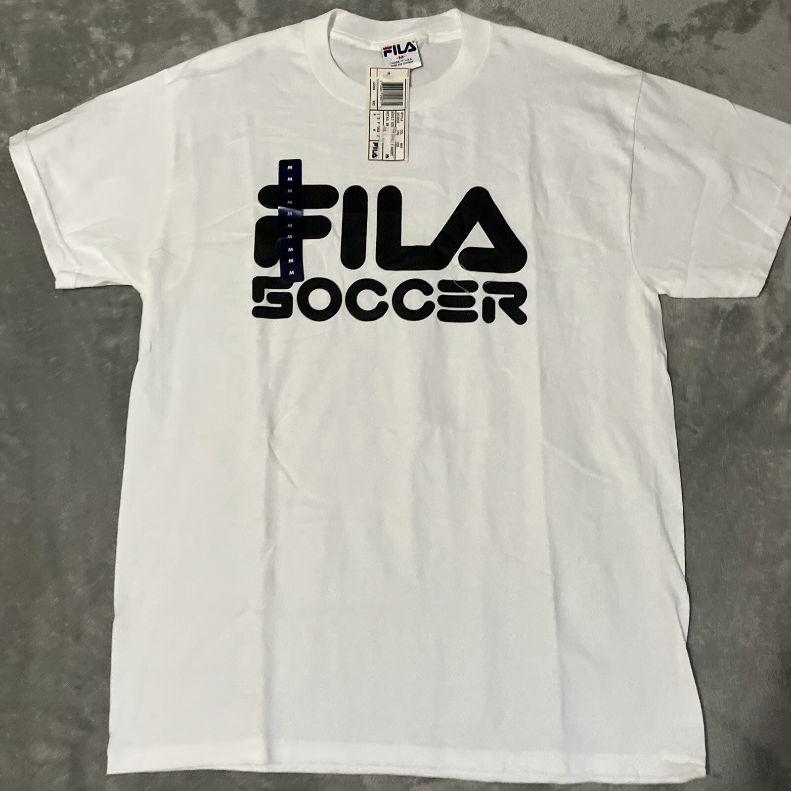 Vtg. Fila Soccer Medium T Shirt White Made In USA NOS 90’s Y2K Spot On Back