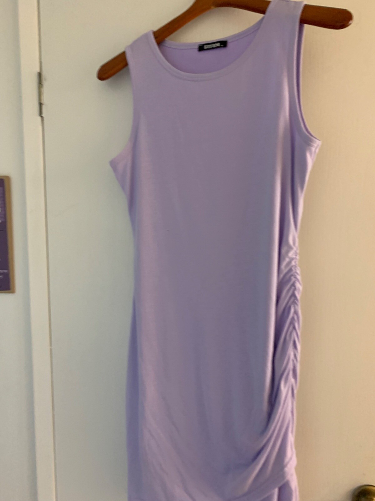 BTFBM Womens Sleeveless Side Ruched Bodycon Tank Dress Size M Lilac Sheath
